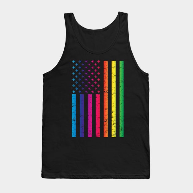 Vintage LGBT Gay Pride Rainbow Flag Diversity Graphic Tank Top by TeeCreations